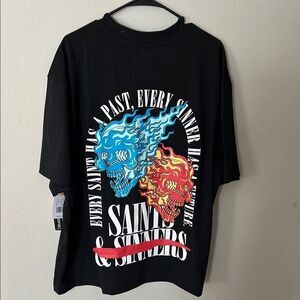GSTR Black Short Sleeve Tee with Colorful Chest Logo